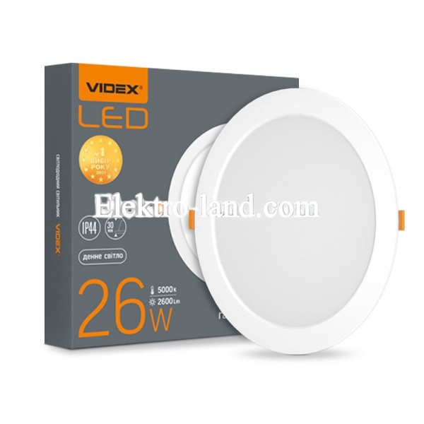 LED светильник встроенный круглый VIDEX VL-DLBR-265 26W 5000K 220V 