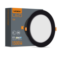 LED светильник встроенный круглый VIDEX VL-DLBR-155B 15W 5000K 220V черный
