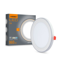 LED светильник встроенный с декоративной подсветкой VIDEX DL4R 12W+4W 5000K+2700K 220V VL-DL4R-1252