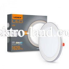 LED светильник встроенный с декоративной подсветкой VIDEX DL4R 18W+6W 5000K+2700K 220V VL-DL4R-1852