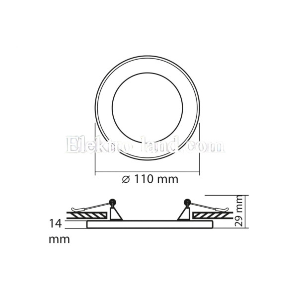 LED светильник встроенный с декоративной подсветкой VIDEX DL4R 6W+3W 5000K+2700K 220V