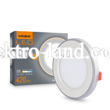 LED светильник встроенный с декоративной подсветкой VIDEX DL4R 6W+3W 5000K+2700K 220V