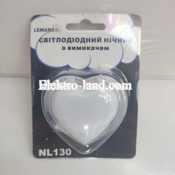 Ночник Lemanso Сердце белый 3 LED/NL130 
