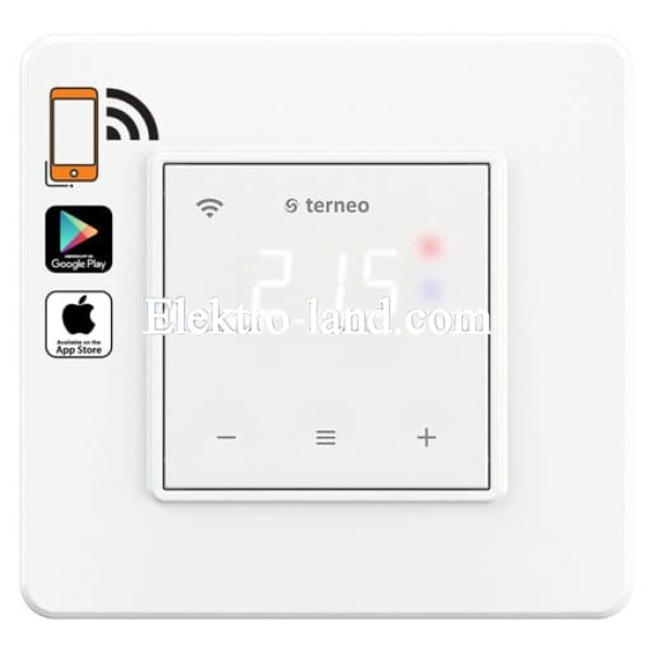 Терморегулятор для теплого пола c WI-FI управлением  с сенсорными кнопками terneo sx белый