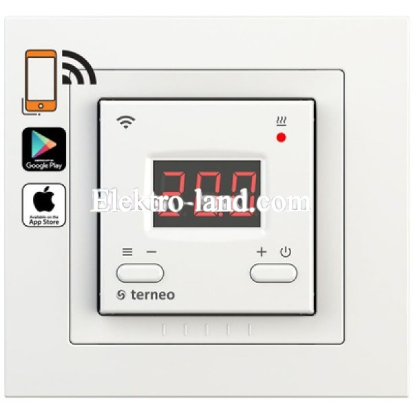 Терморегулятор для теплого пола c WI-FI управлением  с сенсорными кнопками terneo ax белый