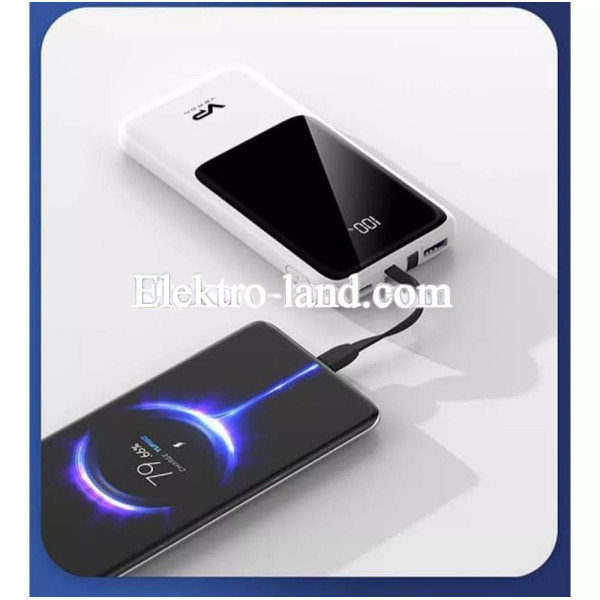 Повербанк Power Bank 10000 mAh — Veron PS1 & Type C & Lightning Cables — Black