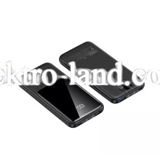 Повербанк Power Bank 10000 mAh — Veron PS1 & Type C & Lightning Cables — Black