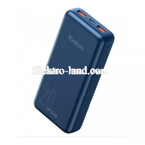 Повербанк Power Bank 20000 mAh - Yoobao 2D Blue синий