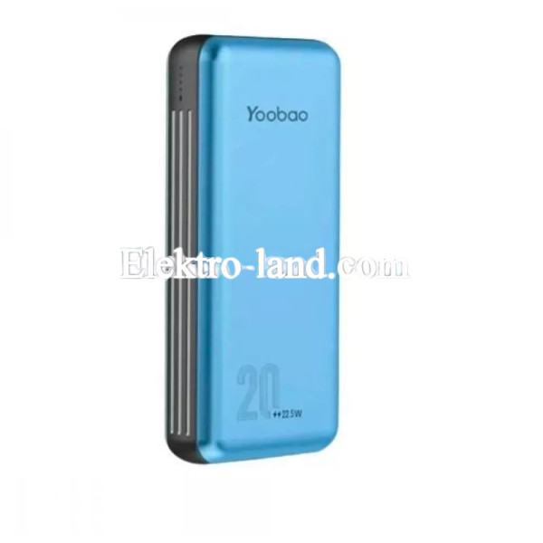 Повербанк Power Bank 20000 mAh - Yoobao LC6 22.5W+PD20W blue
