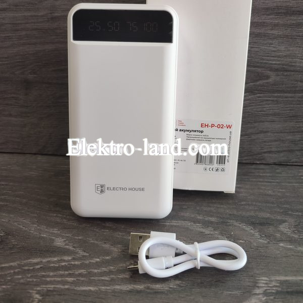 Повербанк Power Bank 20000 mAh с фонариком type-c Белый EH-P-02-W Electro House