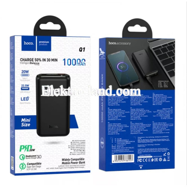 Повербанк Power Bank 10000 mAh — Hoco Q1 черный