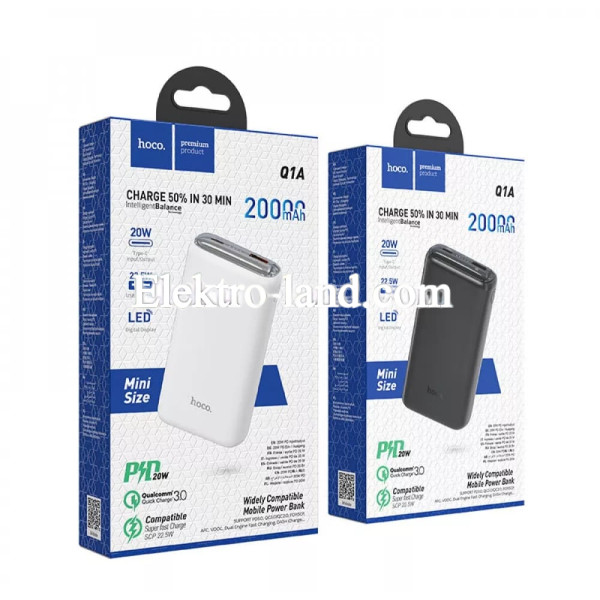 Повербанк Power Bank 20000 mAh - Hoco Q1A белый