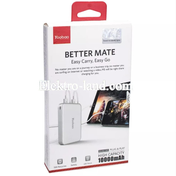 Повербанк Power Bank 10000 mAh - Yoobao-M5 white белый