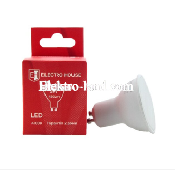   Светодиодная лампа electrohouse gu10 5w 450lm 4100k 