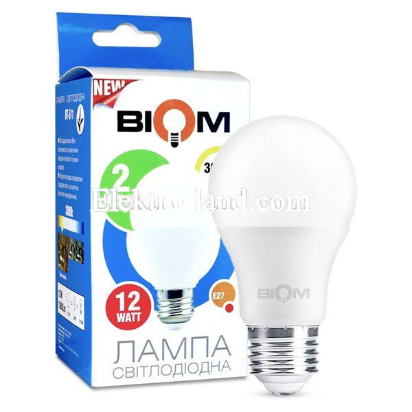 Светодиодная лампа  Biom BT-511 теплый свет A60 12W E27 3000К 