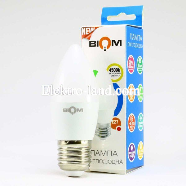 Светодиодная лампа   Biom BT-548 нейтральный свет C37 4W E27 4500К  