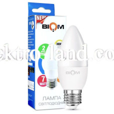 Светодиодная лампа Biom свеча теплый свет BT-567 C37 6W E27 3000 К  