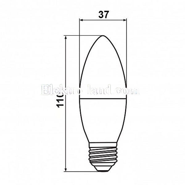 Светодиодная лампа Biom свеча теплый свет BT-567 C37 6W E27 3000 К  