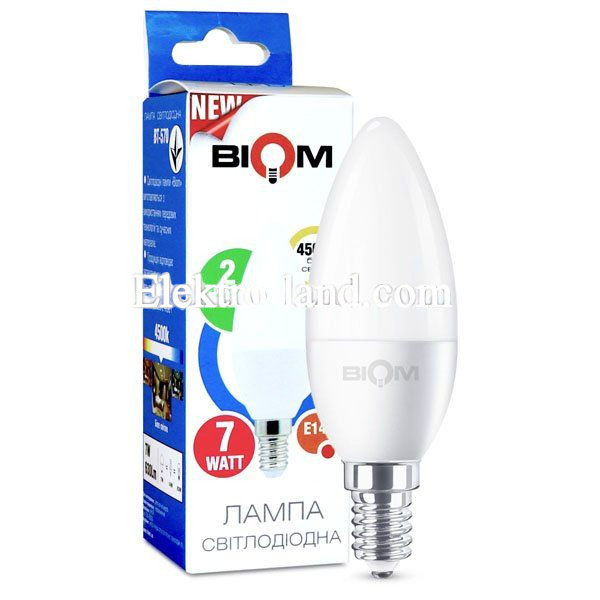 Светодиодная лампа Biom BT-570 C37 6W E14 4500 К нейтральный свет