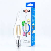 Светодиодная лампа свеча на ветру Biom filament  теплый свет  FL-315 C35 LT 4W E14 3000K  