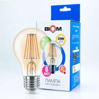 Светодиодная лампа Biom filament  теплый свет FL-411 А60 8W E27 2350K Amber