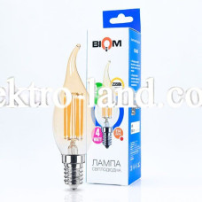 Светодиодная лампа Biom свеча на ветру filament  теплый свет FL-415 C35 LT 4W E14 2530K Amber 